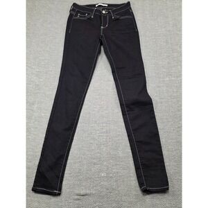 KanCan Jeans Womens Black Skinny Jeans BK1101R‎ White Stitch Size 25